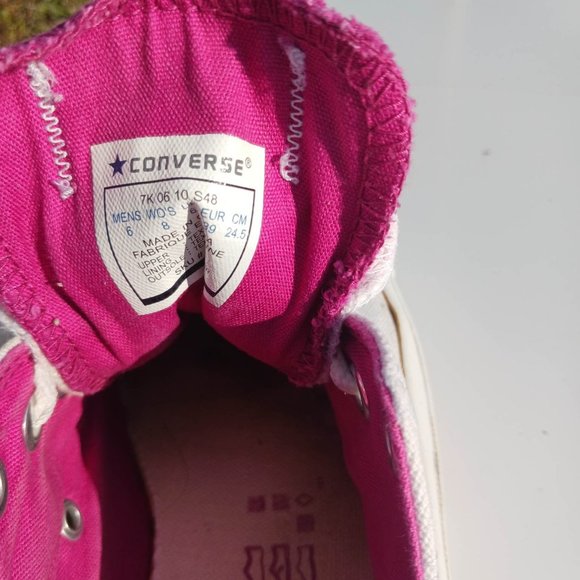 Converse Size 6 White Pink Kid's Sneaker Shoes - Picture 7 of 10